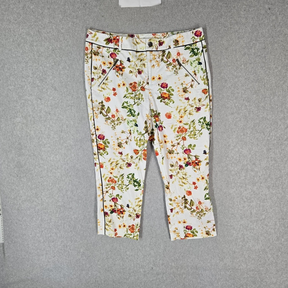 Disney Women Pants 10 White Floral Capri Alice Through The Looking Glass